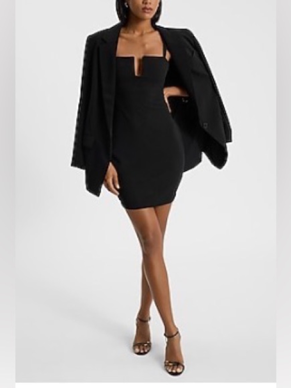 Express Women’s V-Wire Black Mini Dress - L